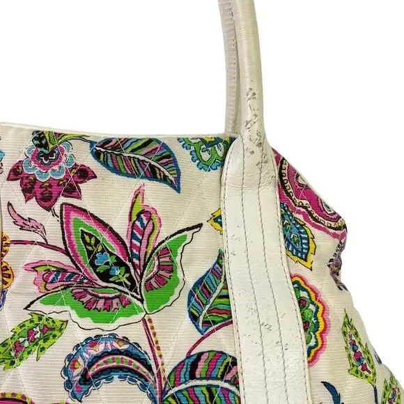 Vera Bradley Palm Beach Gardens Floral Satchel Handbag White Pink Purse Bag - Picture 10 of 16